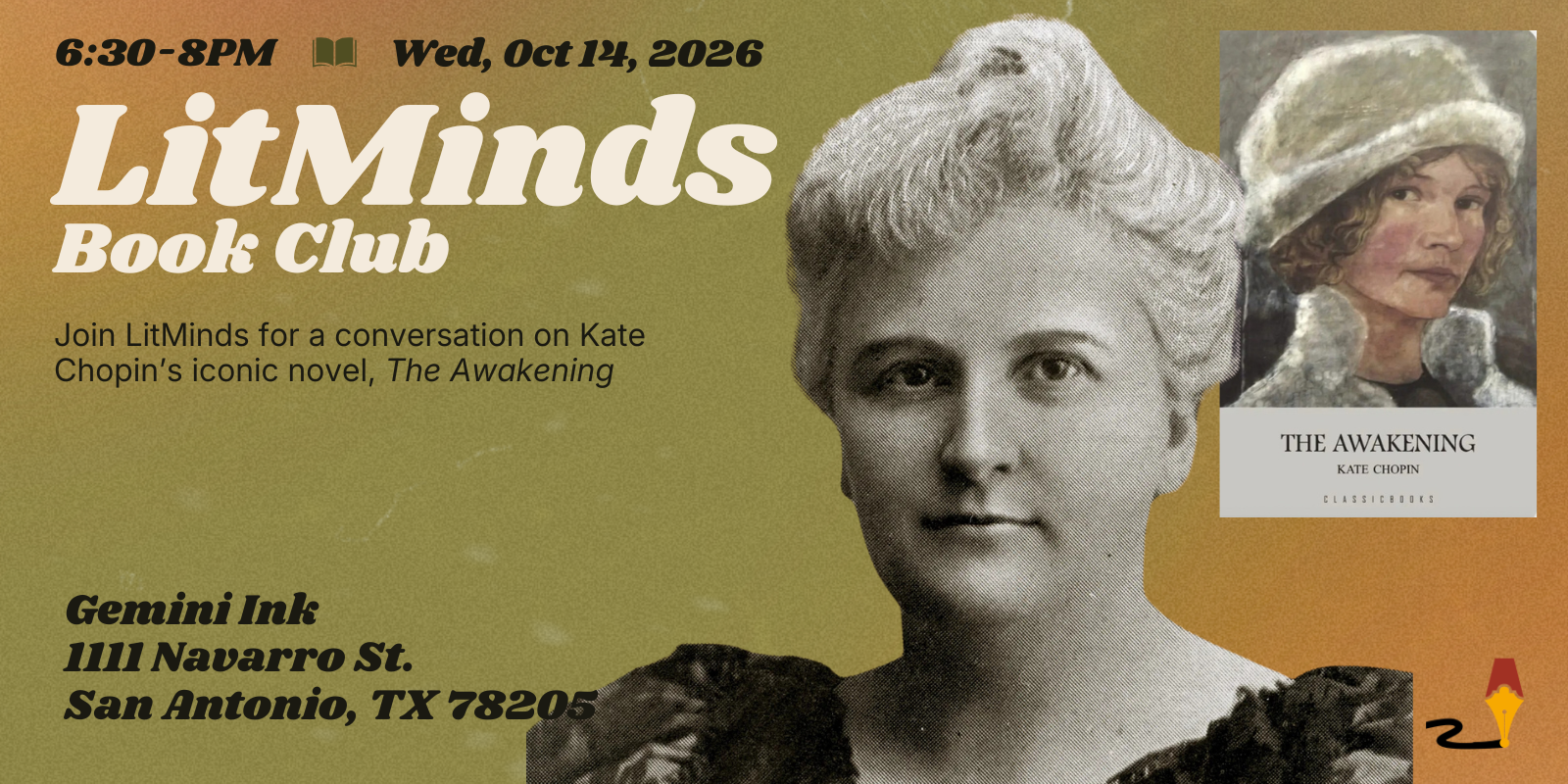 Image with LitMinds and Auther Kate Chopin